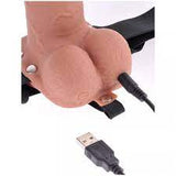 7" Hollow rechargeable strap-on with balls