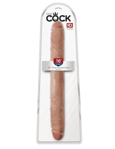 King Cock 16" Thick Double Dildo - Tan